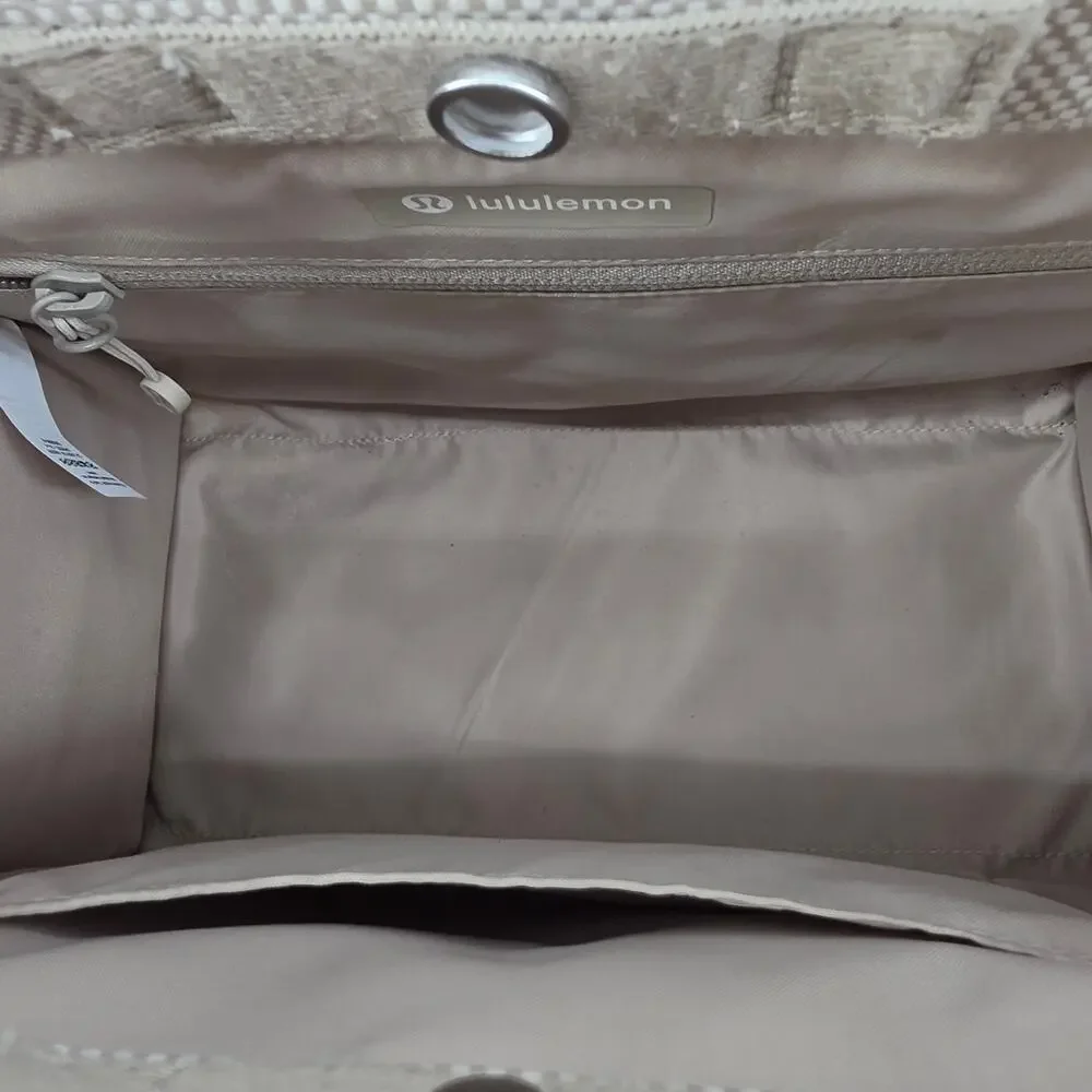 Lululemon Beige Two-Tone Canvas Mini Tote Bag 4.5L W/ Removable Adjustable Strap